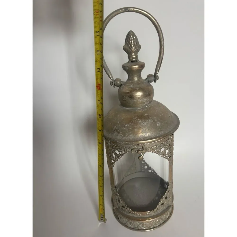 Vintage Decorative  Round Antique Gold Metal & Glass 16